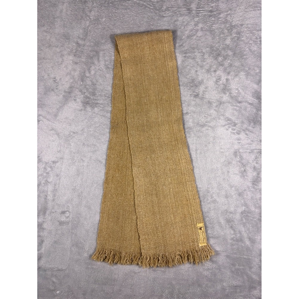 Vtg Baby Alpaca Palace Cuzco Scarf Fringed Brown Unisex woven twill textured